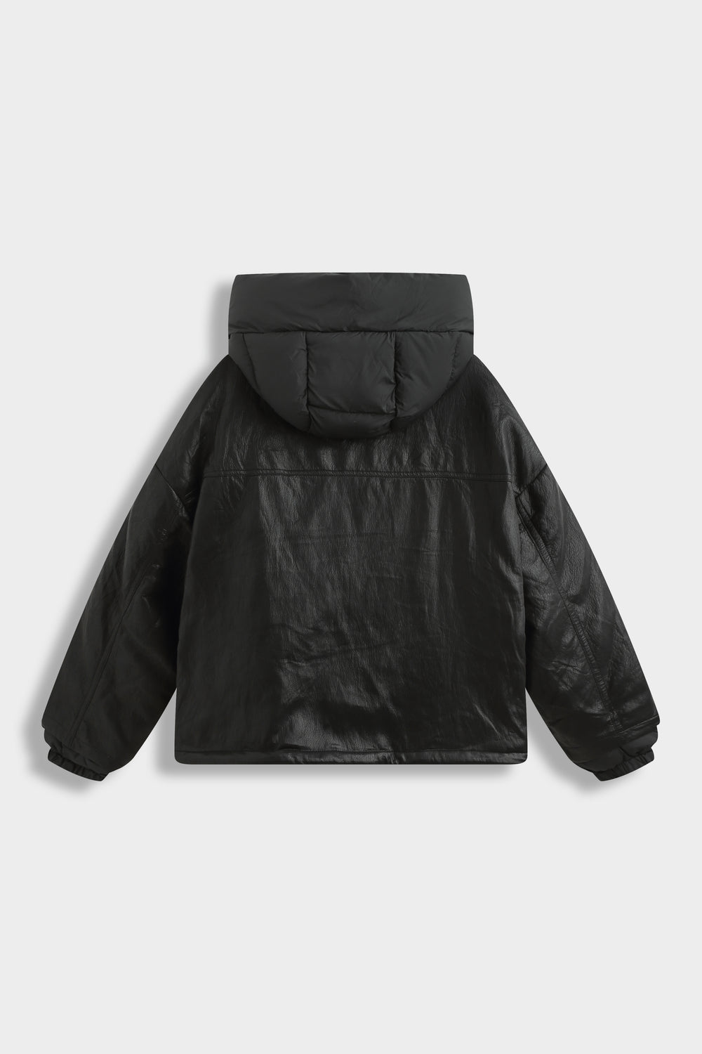 Veste doudoune similicuir capuche Noir 7655