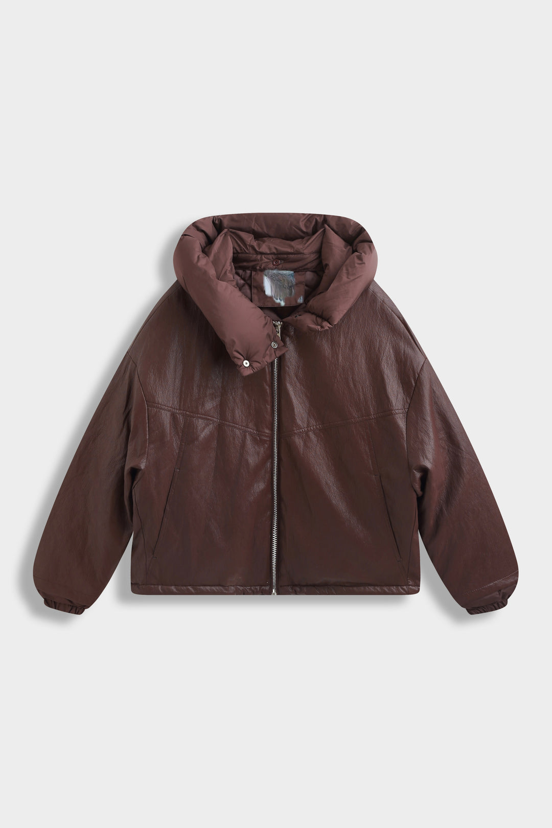 Veste doudoune similicuir capuche Bordeaux 7655