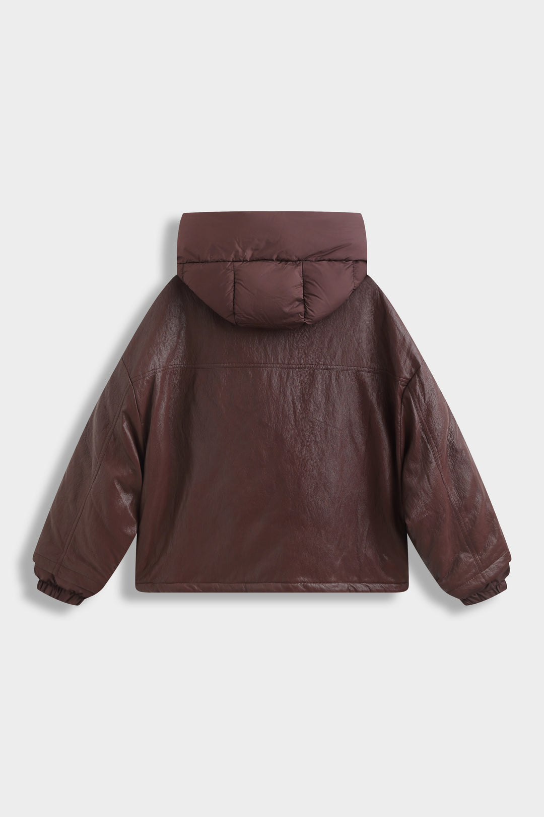 Veste doudoune similicuir capuche Bordeaux 7655