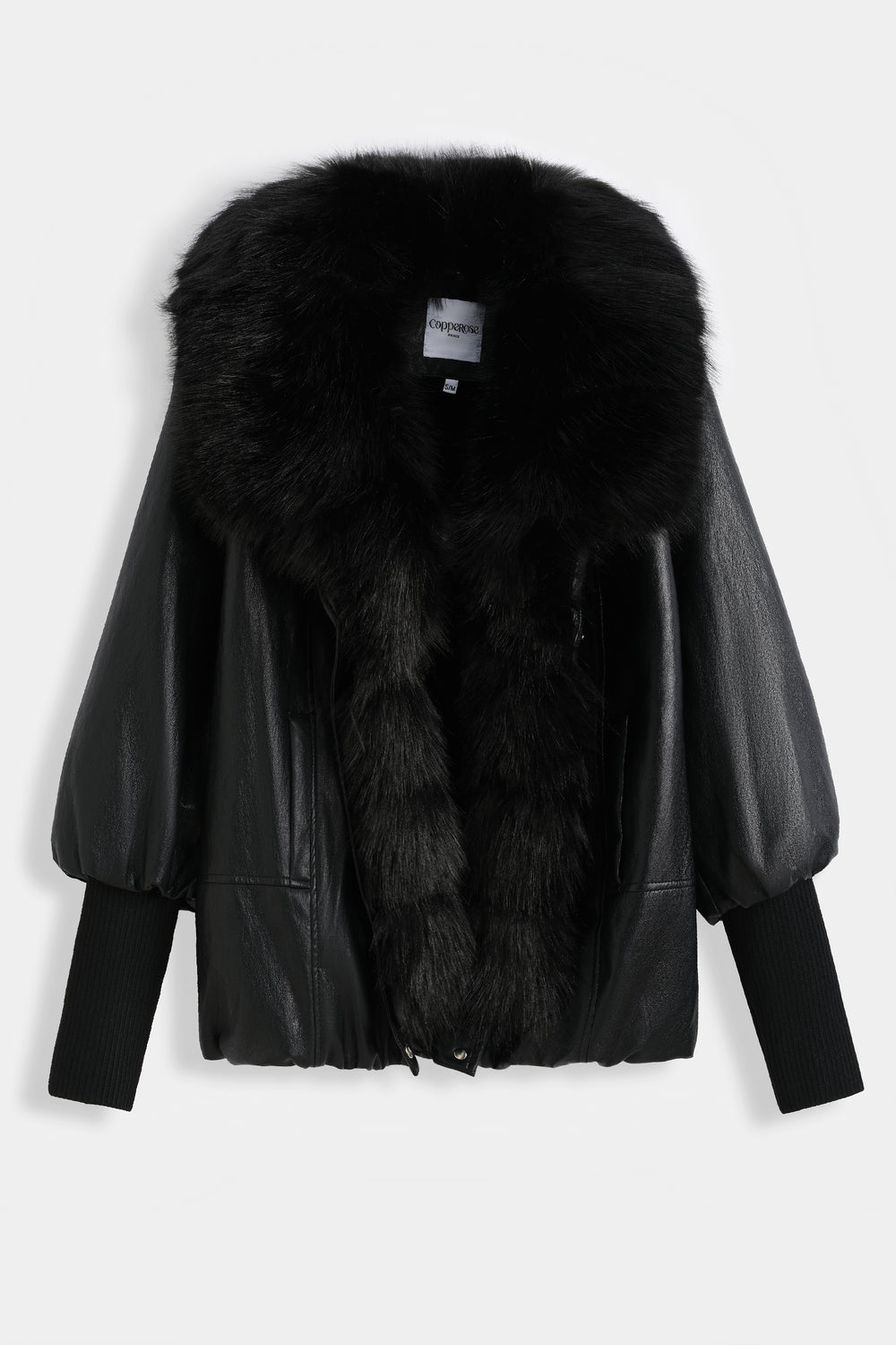 Veste similicuir grand col Noir CV2228