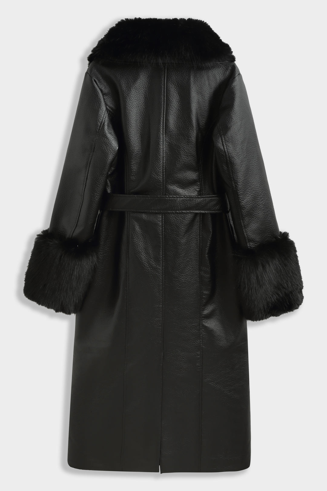MANTEAU LONG EN SIMILICUIR Fourrure Noir 9202