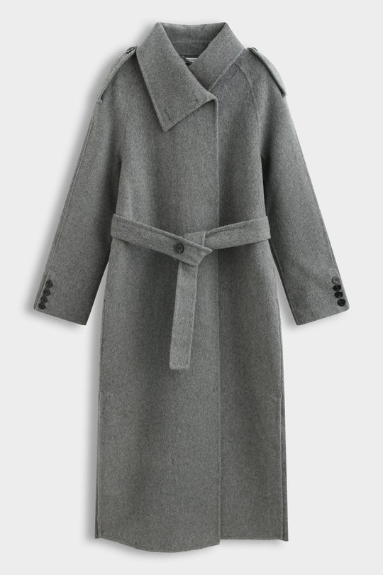 MANTEAU LONG COUSU MAIN gris 2002
