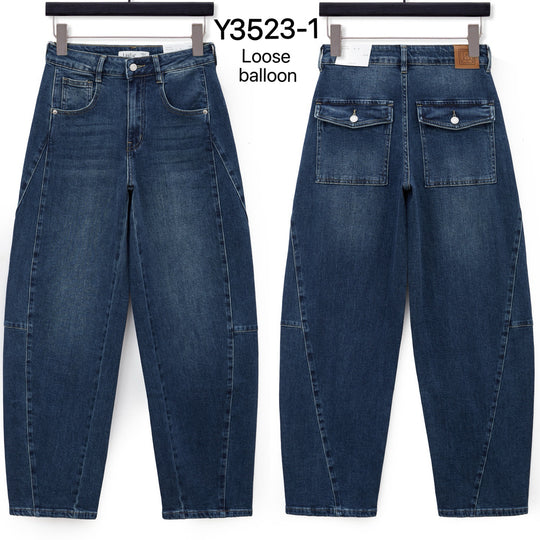 Jean ballon bleue poches Y3523