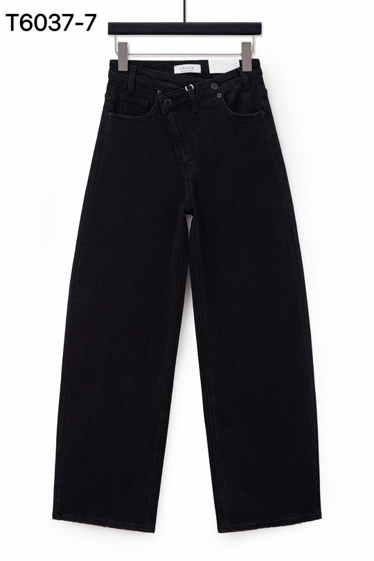 Jean barrel asymétrique Noir T6037