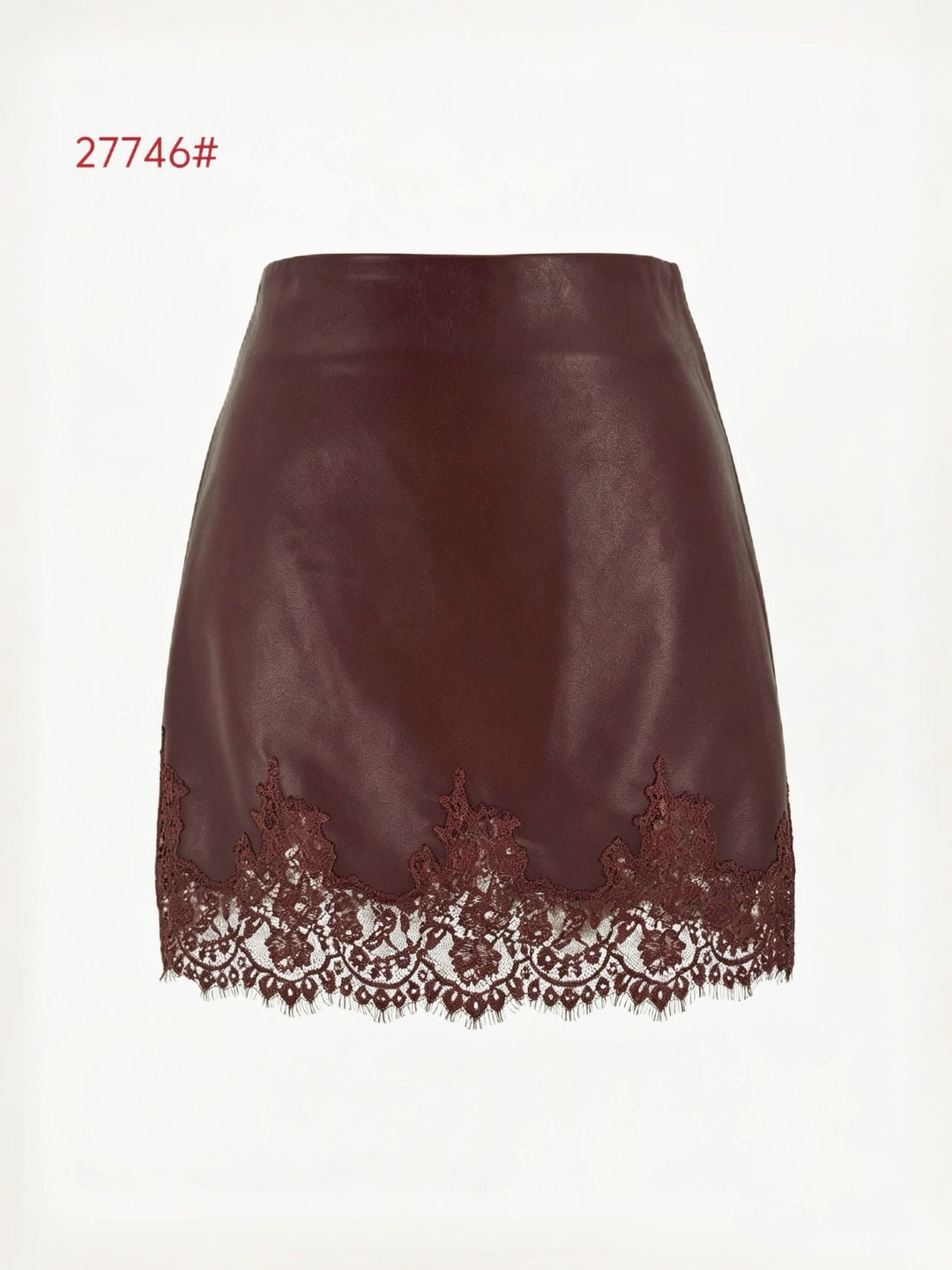 Jupe similicuir dentelle Bordeaux 27746