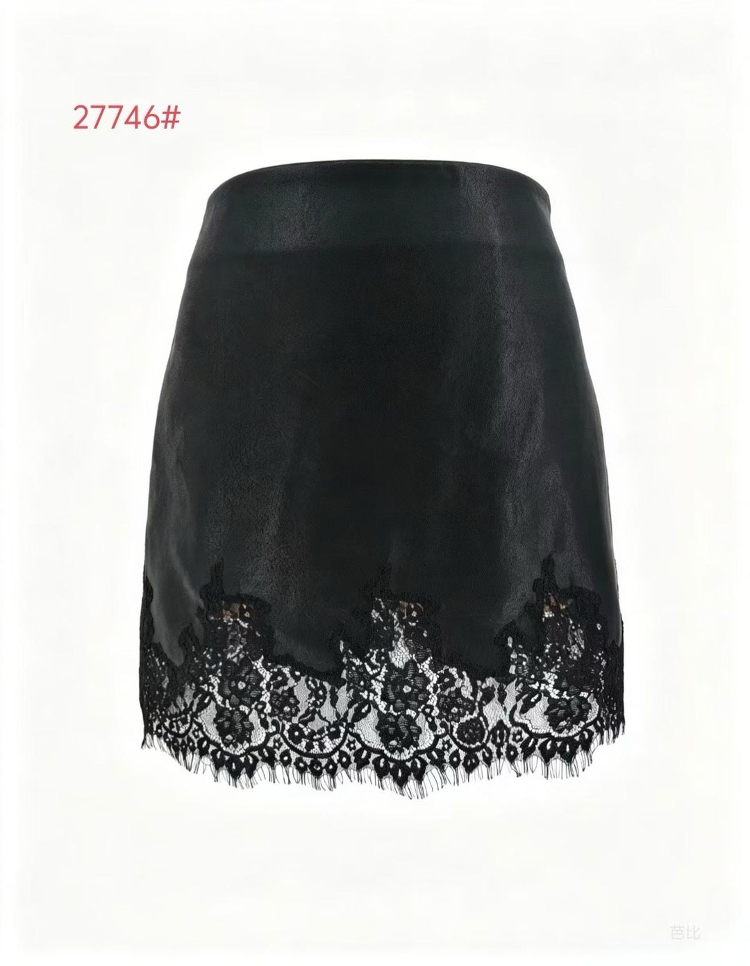 Jupe similicuir dentelle Noir 27746