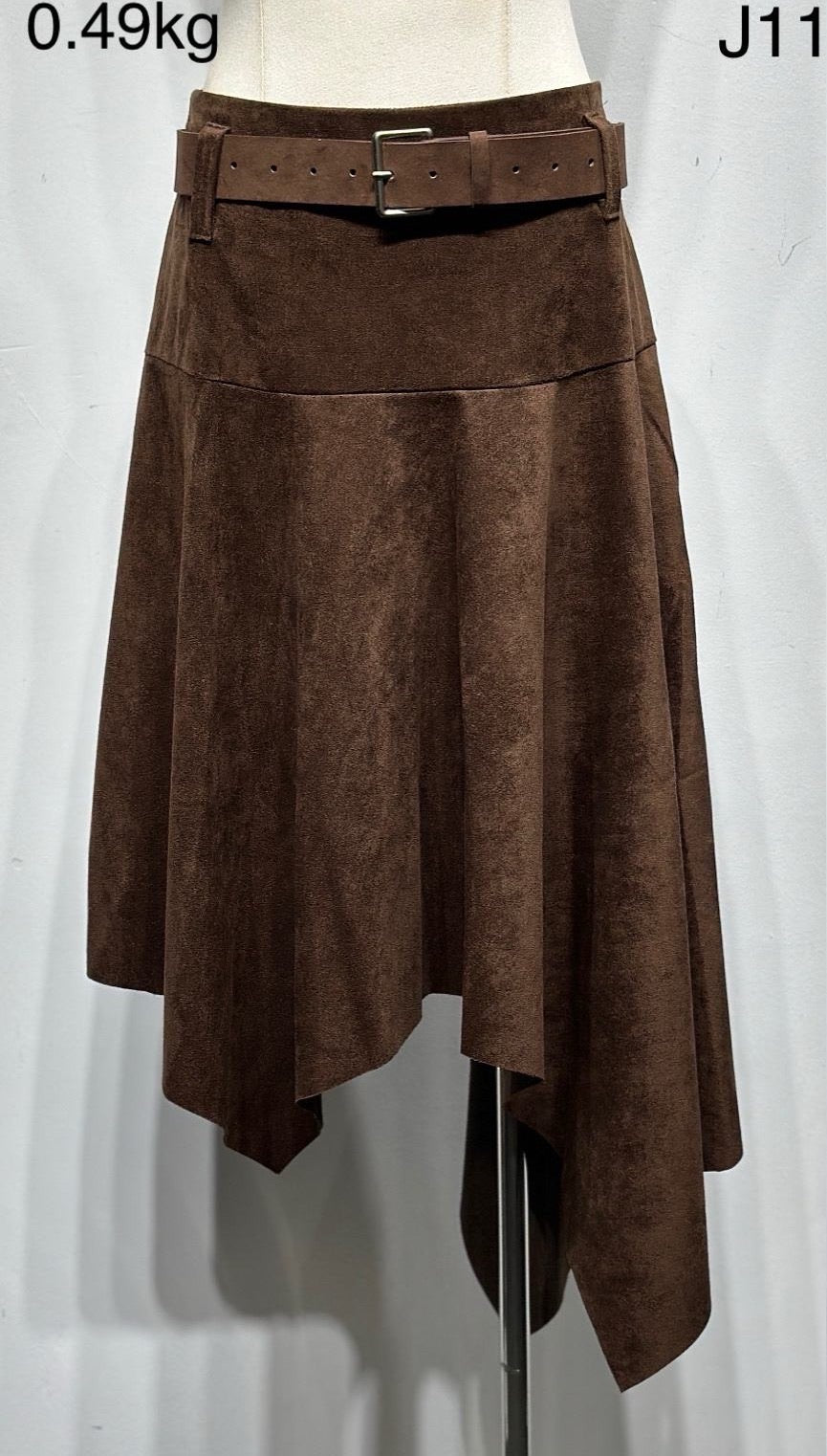 Jupe daim asymétrique choco J11803