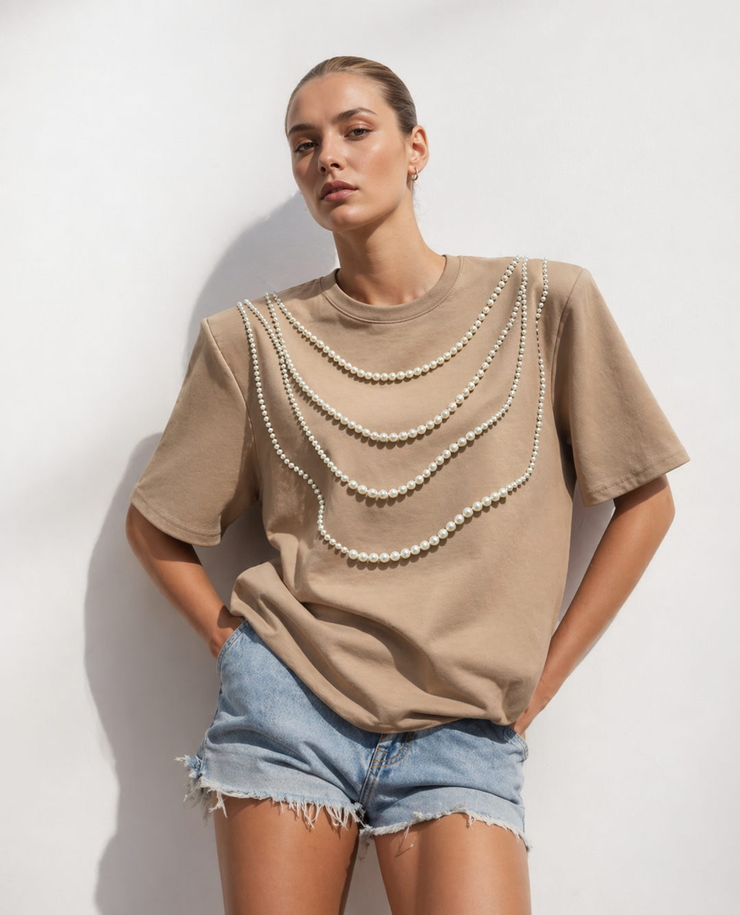 T-shirt perles Camel Claire  H15371