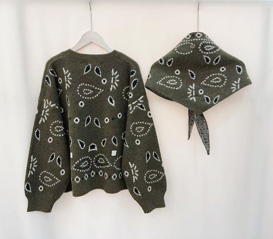 Pull bandana + écharpe Kaki YP2165