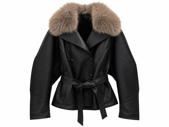 Veste similicuir Col fourrure Noir 202362