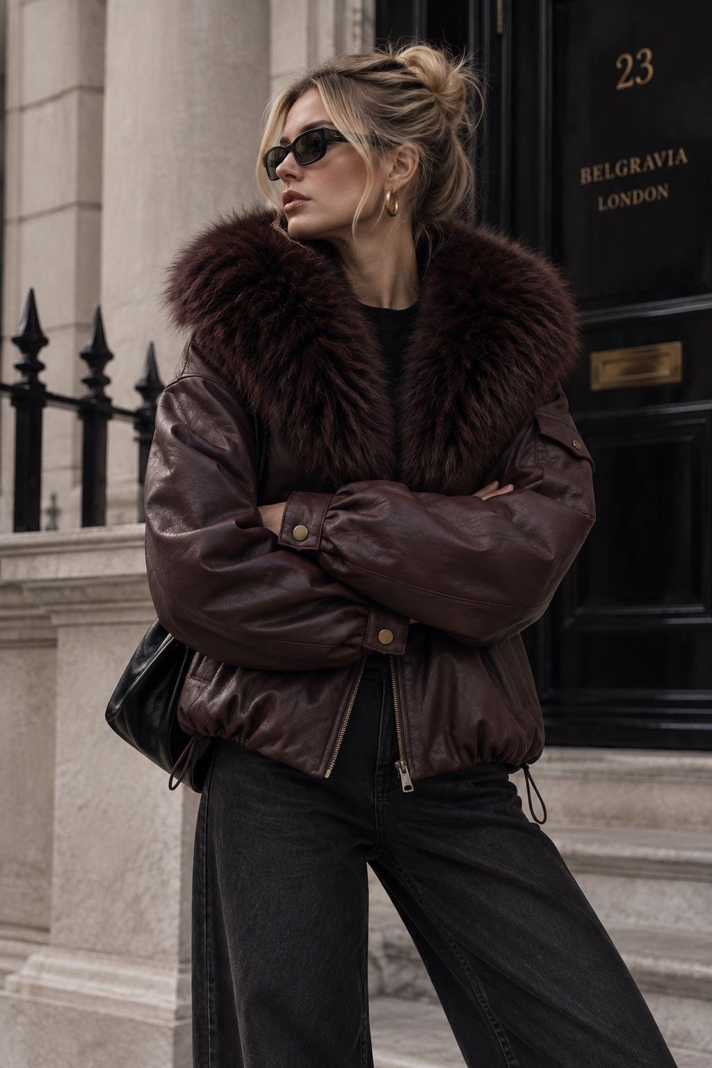 Veste bombers similicuir Capuche Bordeaux  202317
