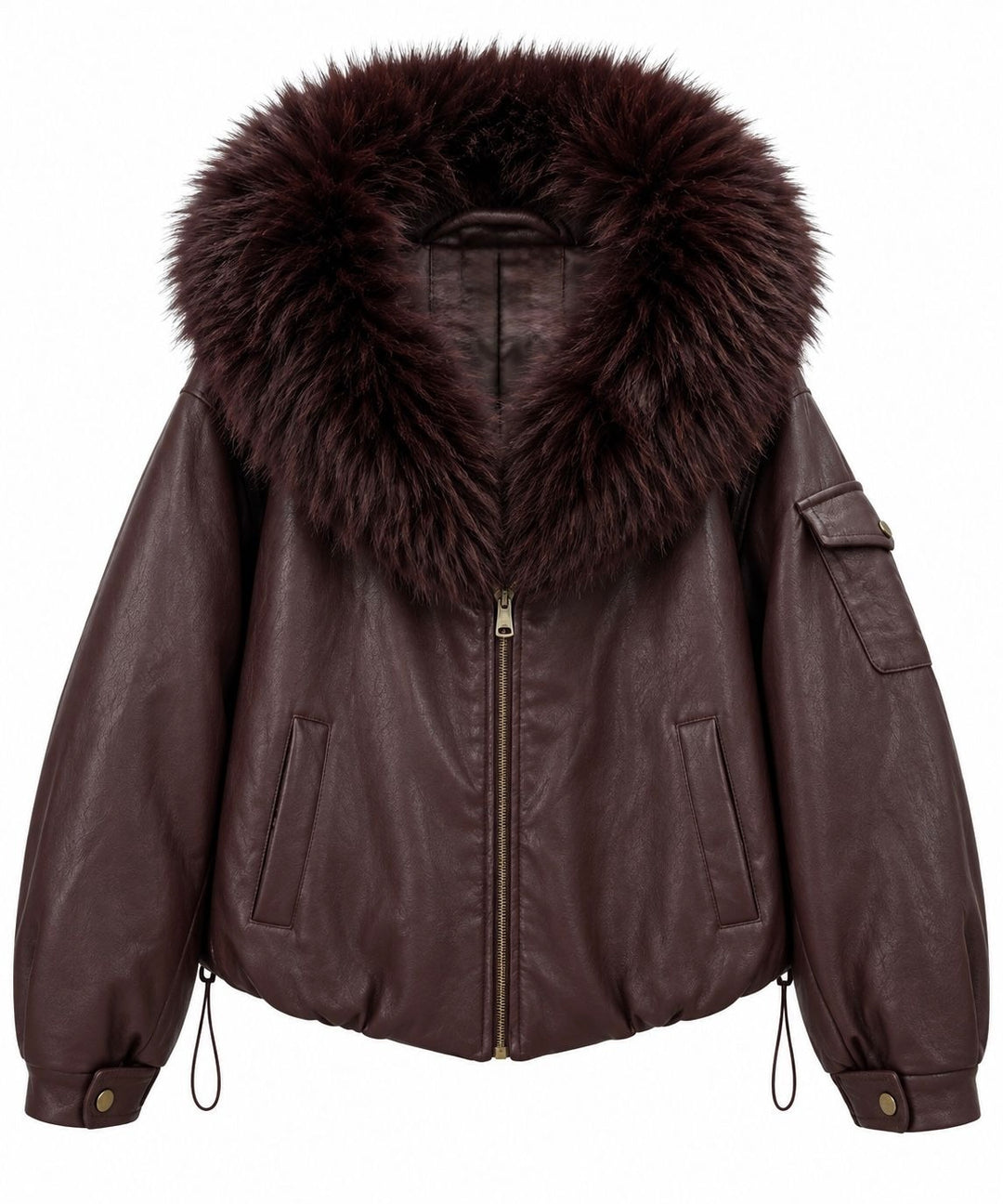 Veste bombers similicuir Capuche Bordeaux  202317