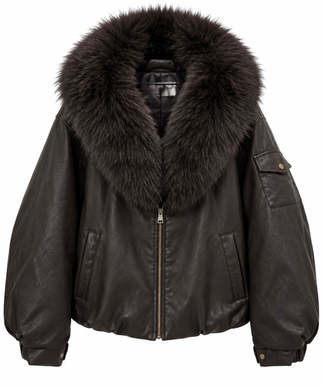Veste bombers similicuir Capuche Choco 202317