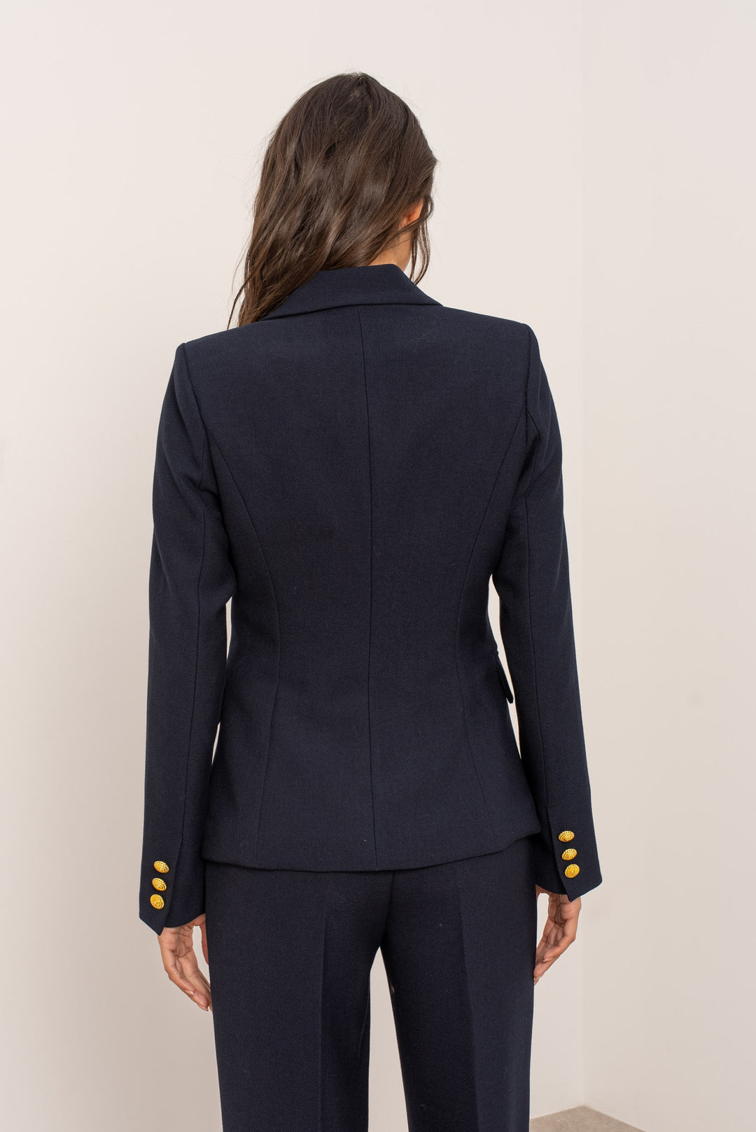 Blazer cintré Bleu boutons or V2516