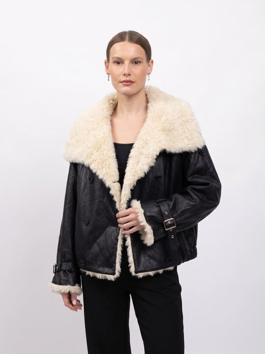 Veste similicuir fourrure moumoute 8870