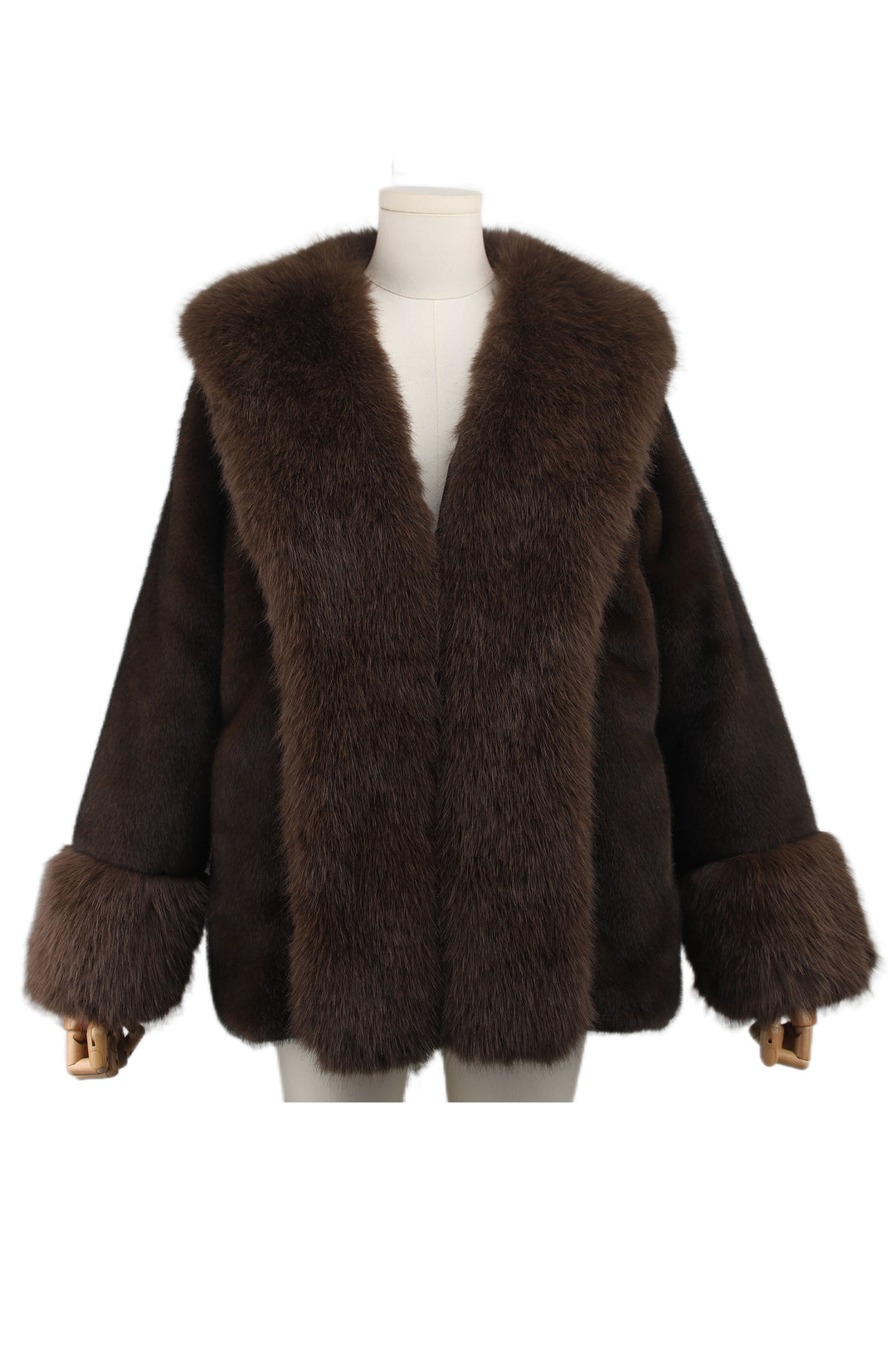 Veste fourrures bandes choco 96009
