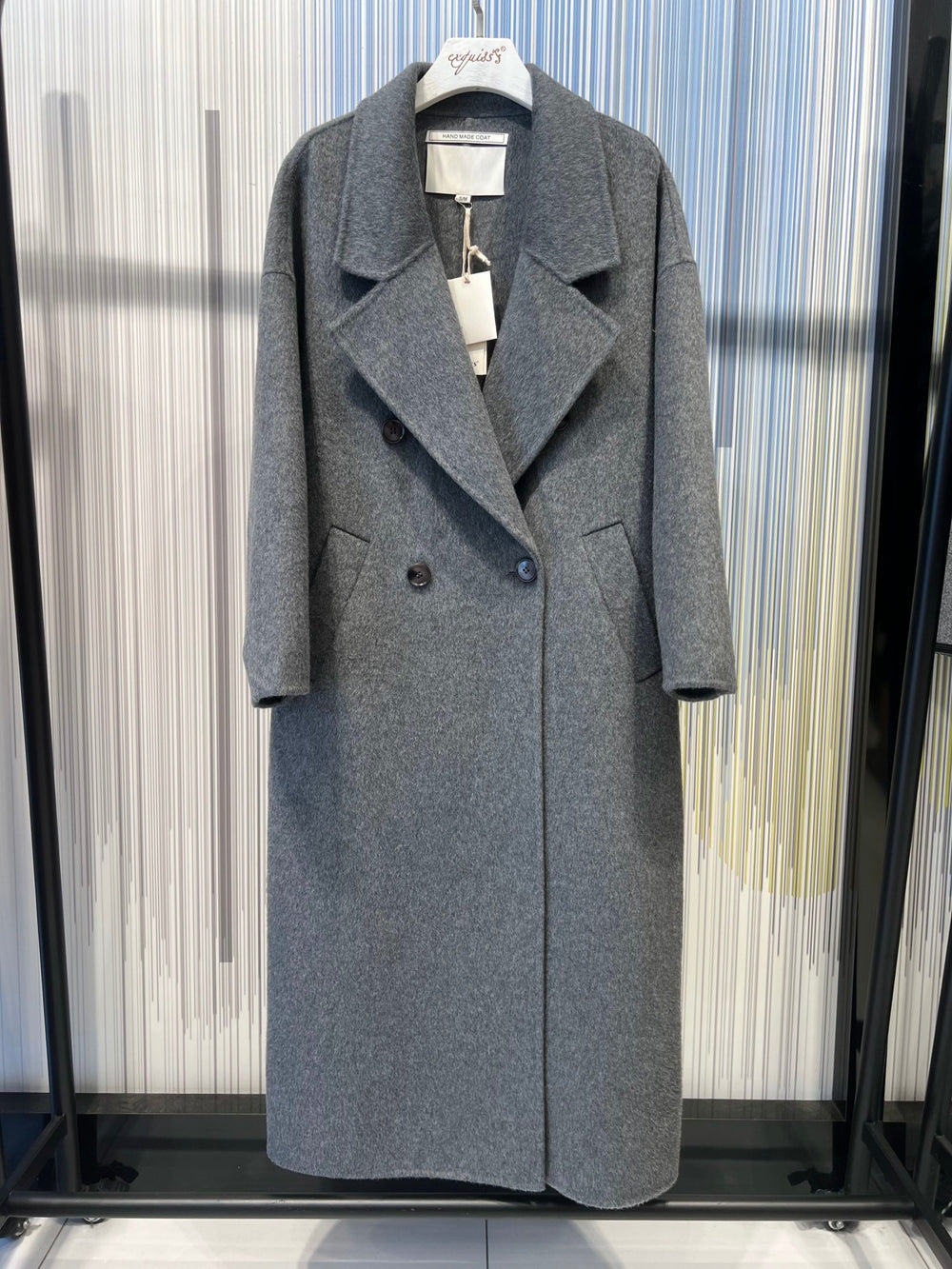 Manteau Laine long col Gris 014