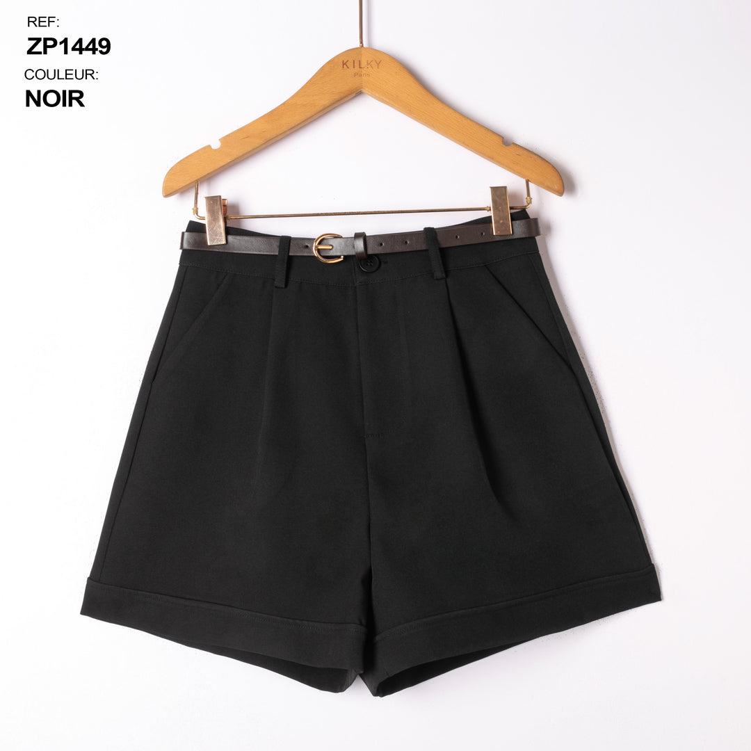 Short revert ceinture Noir Zp1449