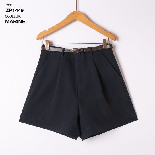 Short revert ceinture Bleu marine Zp1449