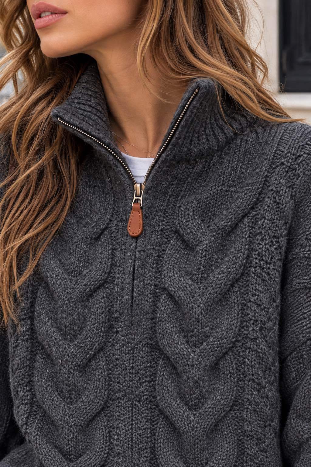Pull gilet tricoté gris 10300