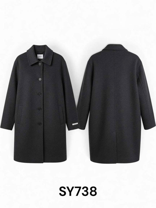 Manteau laine mi long gris sy738