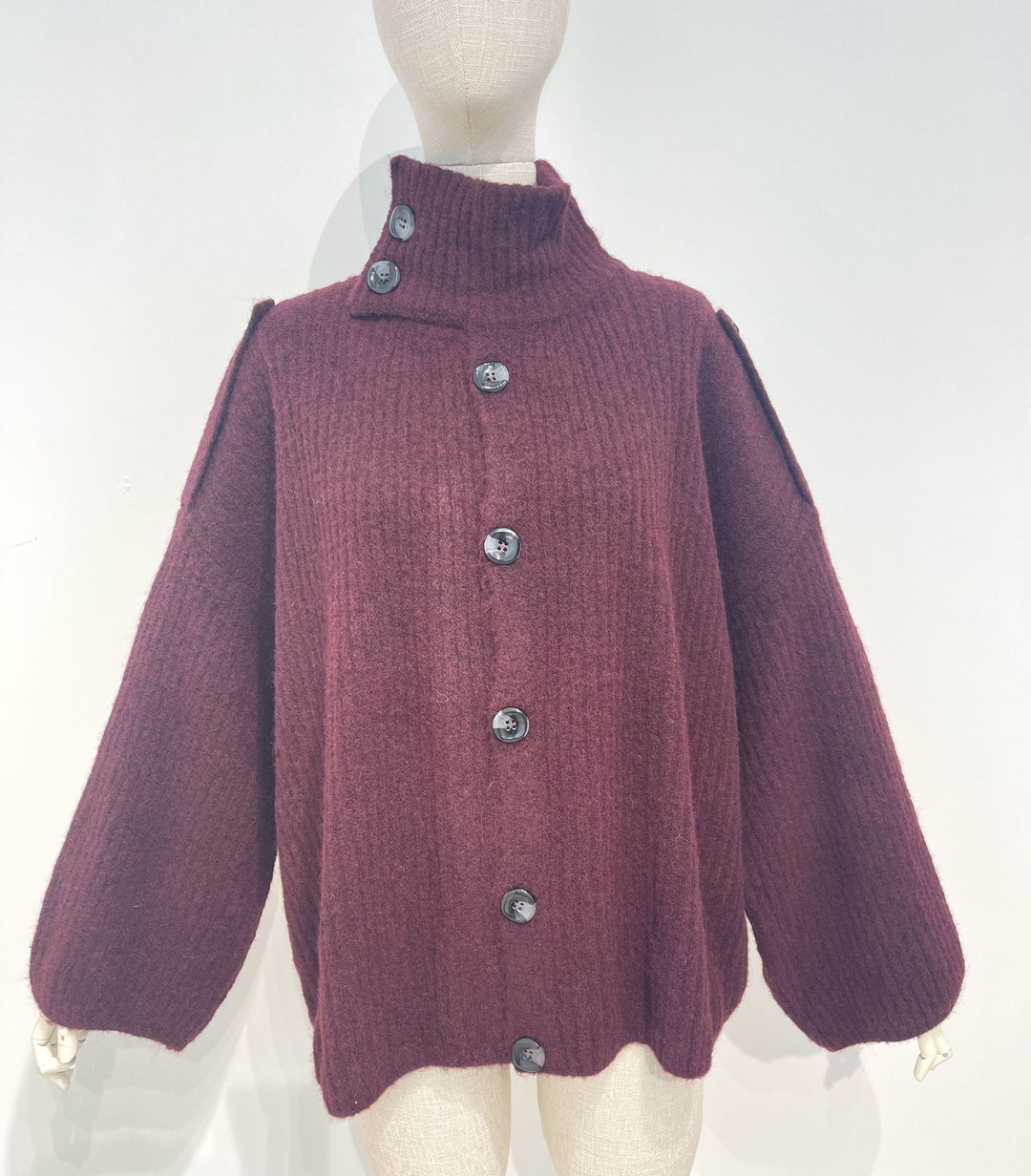Pull gilet maille bordeaux 35709