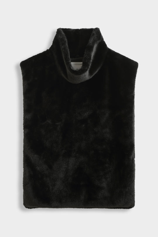 Gilet fourure sans manche Noir