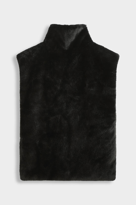 Gilet fourure sans manche Noir
