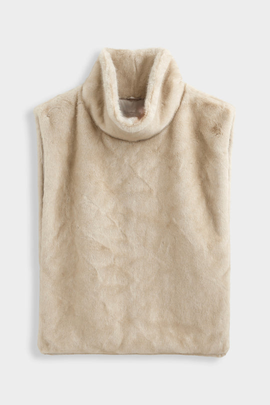 Gilet fourure sans manche Beige