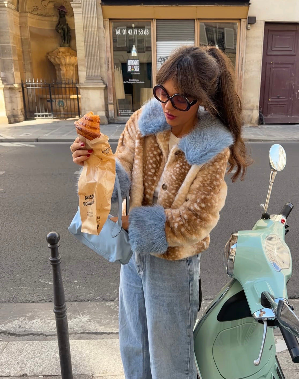 Veste bambie fourrure bleu H2034