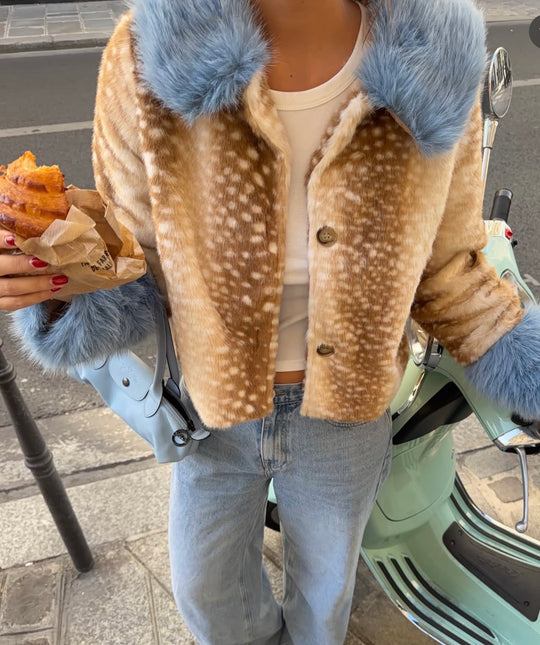 Veste bambie fourrure bleu H2034