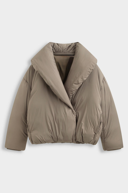 Doudoune courte a col chale FC7662 Taupe