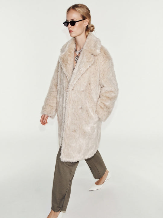 Manteau fourrure milong beige C77025