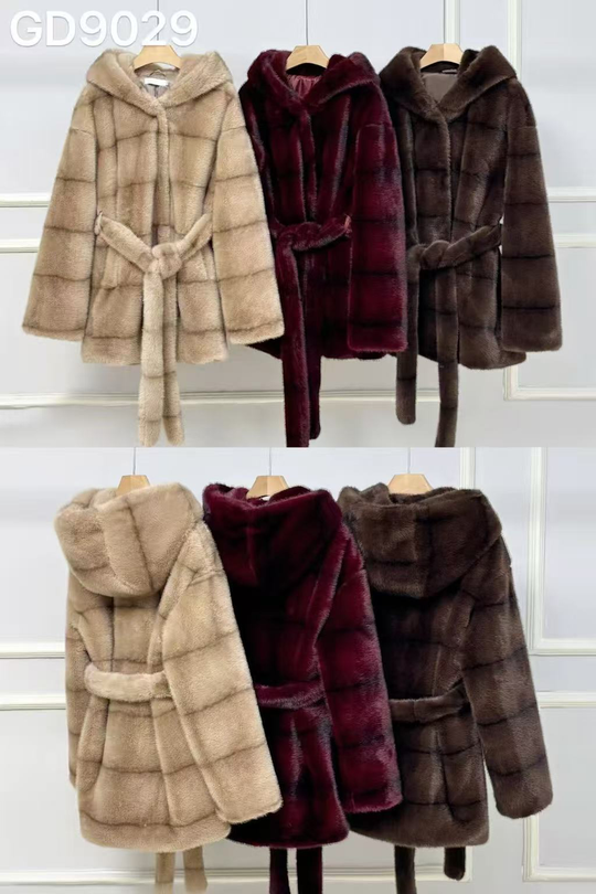 Manteau Fourrures capuche GD9029 Choco