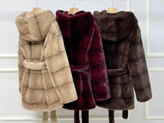 Manteau Fourrures capuche GD9029 Choco