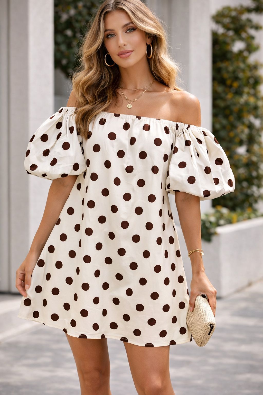 Robe BLANCHE courte à pois 20733