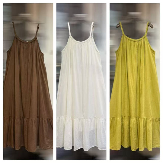 Robe longue col tressée