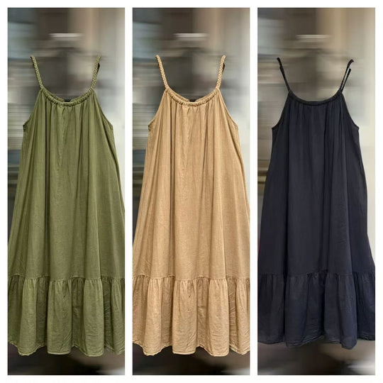 Robe longue col tressée