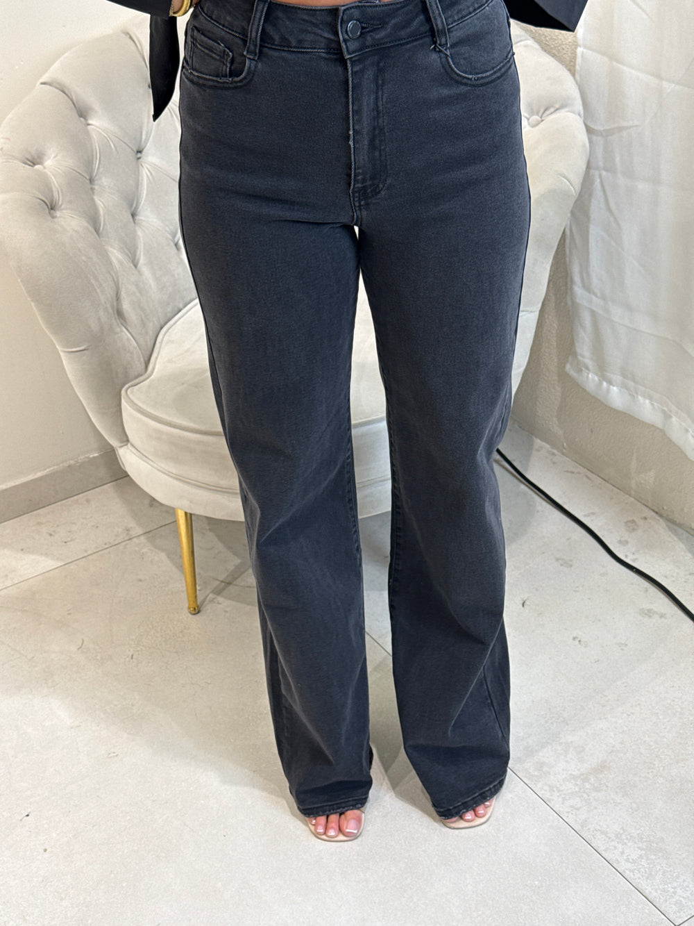 Jean droit extra long Gris foncé T6265-7