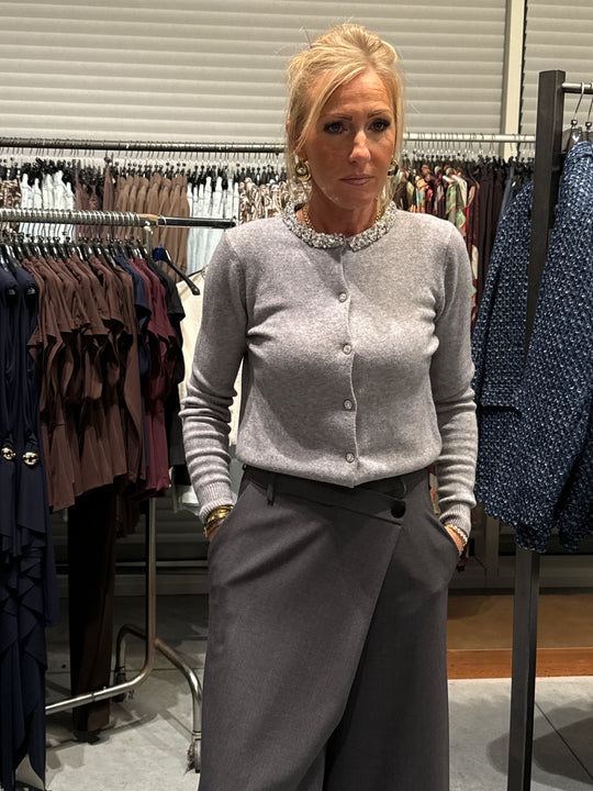 Gilet manche long col strass1590