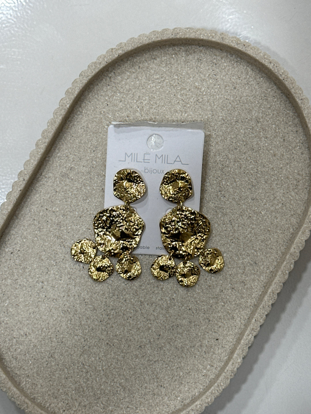 Boucles d'oreilles pendantes martelée N78