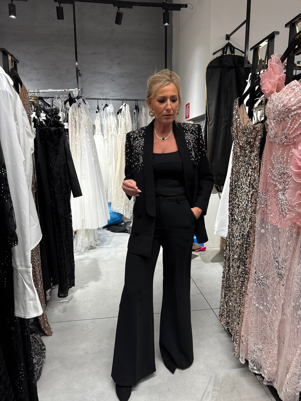 Blazer noir epaulette strass