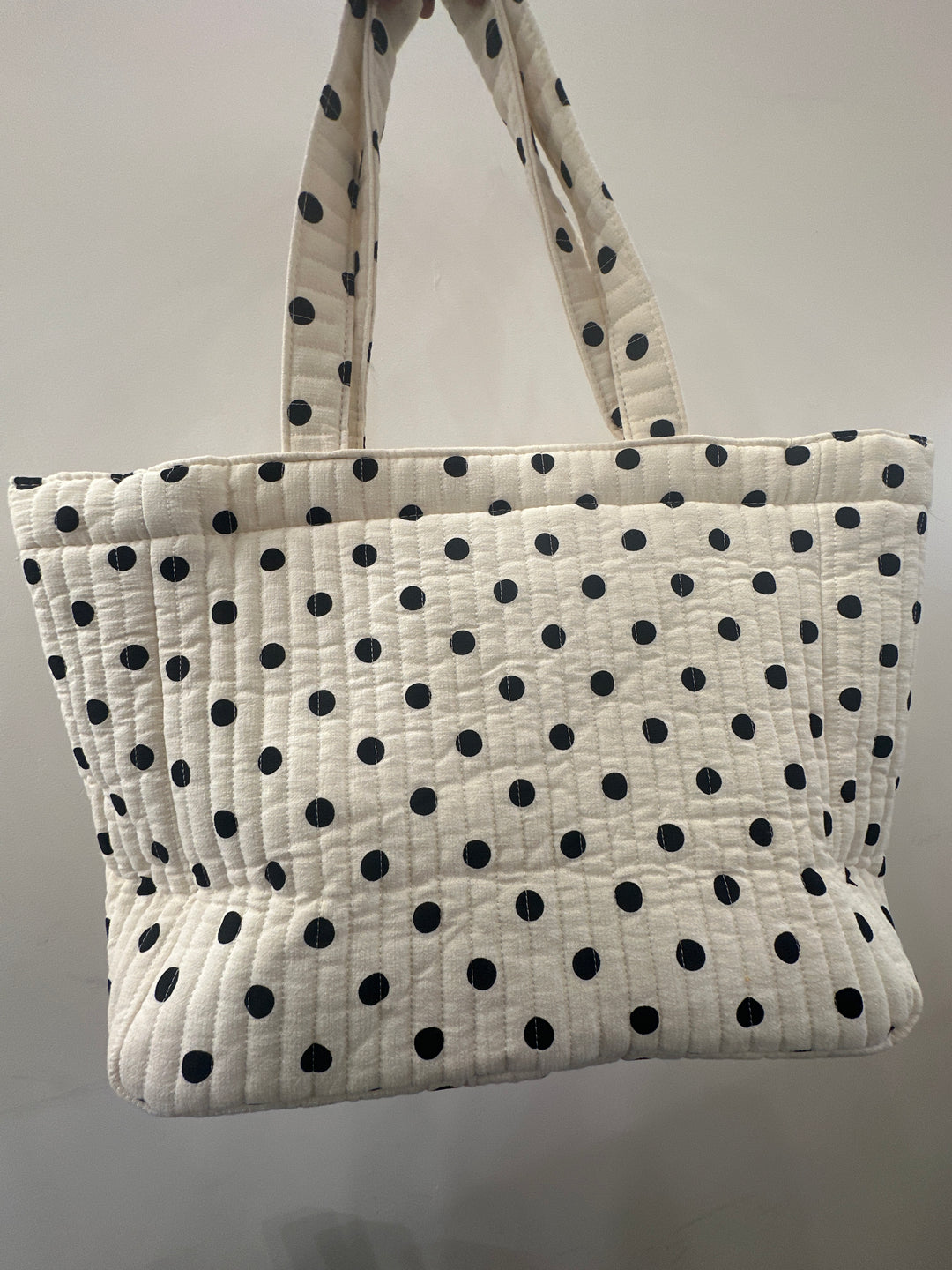 Sac blanc à pois noir
