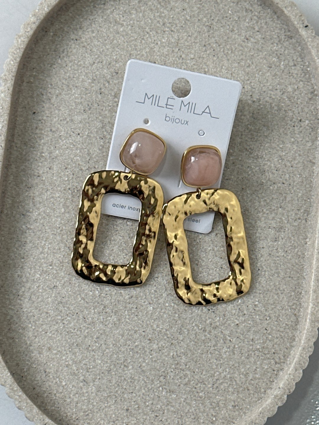 Boucles d'oreilles rectangle nacré