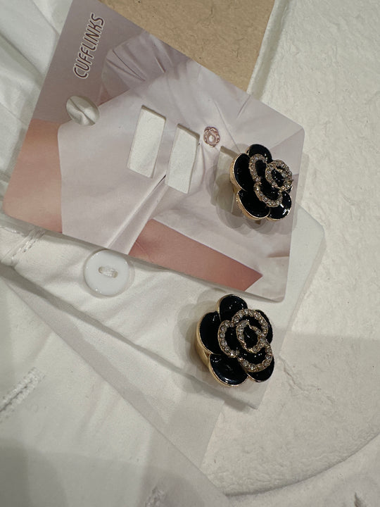 Boutons bijoux manchettes  noir brillant N15