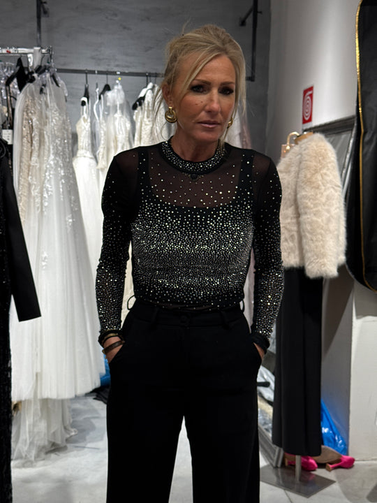 Body voile strass Noir MM02