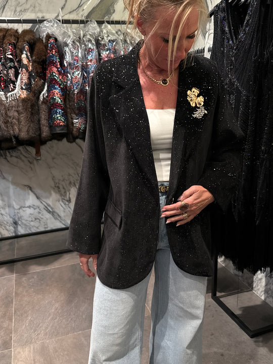 Blazer velour strass avec broches 7006