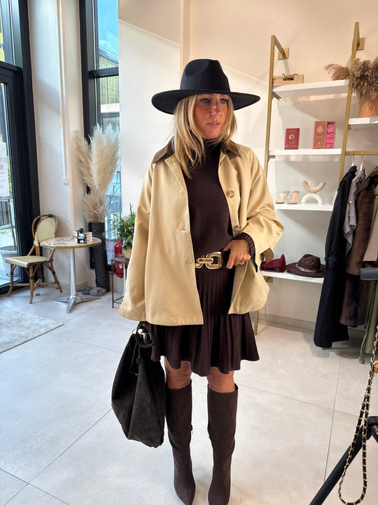 Cape beige col velour 8296