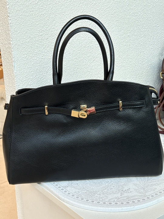 Sac cuir boucle or