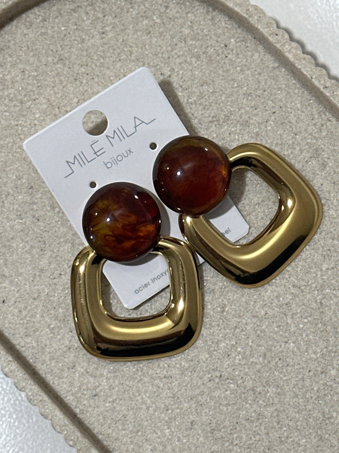 Boucles d'oreilles carrée nacrée